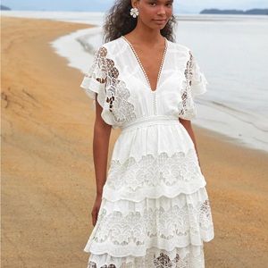 Farm Rio white lace dress